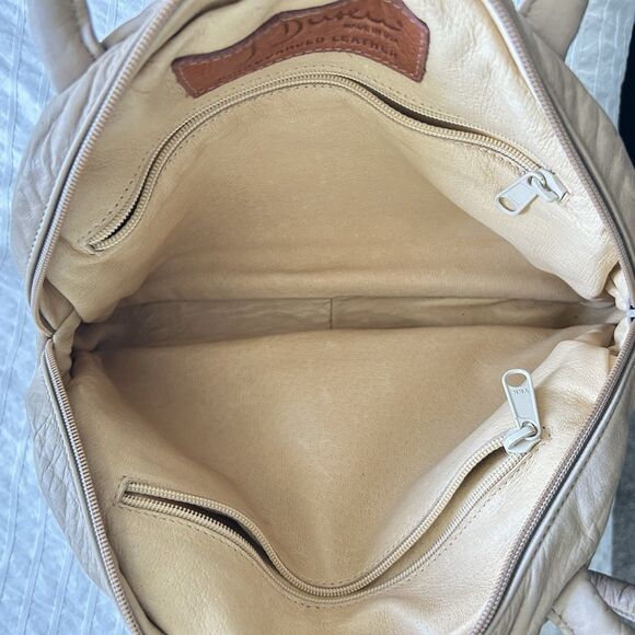 Vintage Julia Duren Beige Leather Handbag Rain Guarded USA Made - Picture 8 of 16